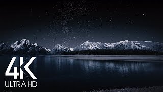 8 Hours Nighttime Ambience  4K Grand Teton and Milky Way  Nature soundscapes [upl. by Simons]