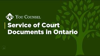 Service of Court Documents in Ontario [upl. by Airym]