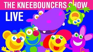 Learning Shapes Colors Numbers Letters amp Nursery Rhymes  KneeBouncers Live [upl. by Pentha]