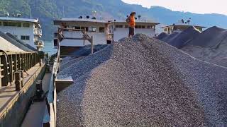 Barge unloads concrete gravel  smooth flow Video completed [upl. by Eillas]