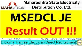 MSEDCL JEAE 2019 Result OUT [upl. by Pugh787]