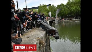 Slave trader’s statue toppled in Bristol as thousands join antiracism protests  BBC News [upl. by Ebocaj]