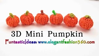 Rainbow Loom Pumpkin 3D mini Charms  HalloweenHow to loom bands tutorial [upl. by Cumine746]