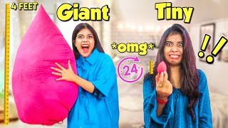 We used only GIANT amp TINY products for 24 hours extreme challenge 😂 [upl. by Mehta]