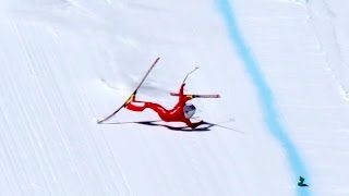 High Speed Ski Crash in 4K  Simon Billy Vars 2017 from the 245kmh start [upl. by Oilalue54]