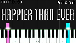 Billie Eilish  Happier Than Ever  EASY Piano Tutorial [upl. by Nasah]