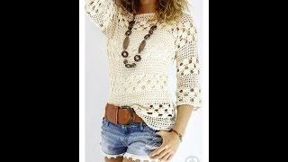 BLUSA BLANCA TEJIDA FACIL Y RAPIDO A CROCHET PARTE 1 [upl. by Draneb772]