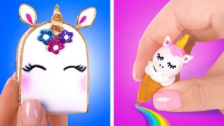 DIY Super Cute Miniature UNICORN School Supplies [upl. by Asiilanna]