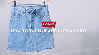 How to Make a Skirt From Jeans  DIY Denim Skirt  Levis [upl. by Demetre]