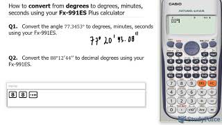 📚 How to convert from degrees to degrees minutes seconds using your Fx991ES Plus calculator [upl. by Courtund]