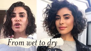 How to Style Short Curly Hair  WET TO DRY Tutorial [upl. by Rip]