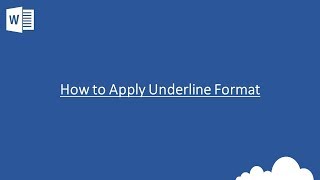 Word  How to Apply Underline Format to Text [upl. by Hutchins]