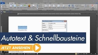 Microsoft Word Tutorial Autotext und Schnellbausteine [upl. by Prowel]