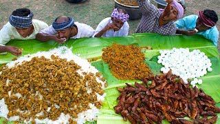 VILLAGE MARRIAGE FOOD  Mutton Curry  Fish Fry  Boiled Egg Raththa Poriyal  Village Function Food [upl. by Watkin856]