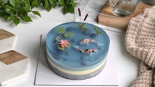 koi pond mousse cake  recipe  tutorial [upl. by Erny]