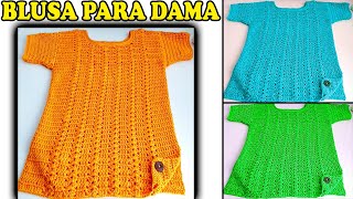 Blusa tejida a crochet para dama paso a paso [upl. by Eillod]