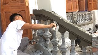 How To Build a Precast Balustrade  Creative Installation Beautiful House Porch Railing [upl. by Ahseei]