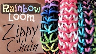 RAINBOW LOOM  Zippy Chain Bracelet  How To  SoCraftastic [upl. by Naira]