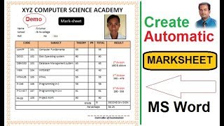 Automatic Marksheet creation in Ms word  using Excel [upl. by Allsopp]