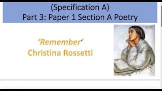 Analysis of Remember by Christina Rossetti [upl. by Mcginnis366]