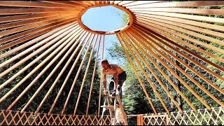 How To Build a YURT  Roof amp Center Ring  Most Dangerous Part [upl. by Nitneuq]