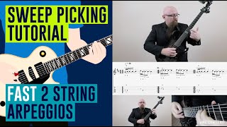 Sweep Picking Tutorial FAST 2 String Arpeggios [upl. by Wadesworth]