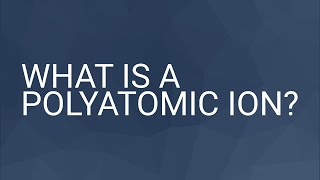 What is a Polyatomic Ion [upl. by Rockel]