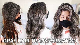 Gray Hair Color Correction  How to blend natural gray roots into silver hair including formulas [upl. by Muriel]