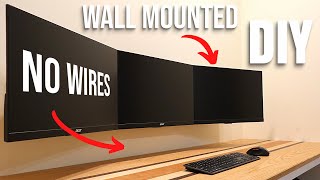 How To Wall Mount Triple Monitors amp Awesome Cable Management  DIY  Home Office Makeover Part 2 [upl. by Auberbach]