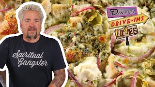 Guy Fieri Tries Some Funky Chicken Pizza  Diners DriveIns and Dives  Food Network [upl. by Ashwin512]