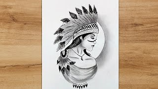 How to Draw a Native American Girl  Drawing Tutorial for Beginners [upl. by Ogu]