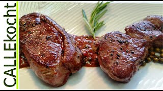 Kleine Steaks vom Reh braten und zubereiten Rezept für Wildmedaillons [upl. by Kearney751]