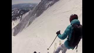 Elise 12 skis the Big Couloir at Big Sky [upl. by Mokas]