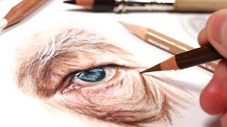 BIGGEST TIPS FOR DRAWING OLD PEOPLE IN COLORED PENCIL [upl. by Lantha]