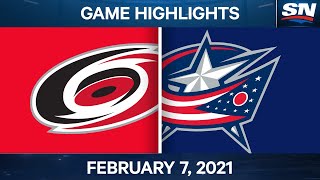 NHL Game Highlights  Hurricanes vs Blue Jackets  Feb 7 2021 [upl. by Gayleen]