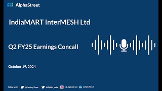 IndiaMART InterMESH Ltd Q2 FY202425 Earnings Conference Call [upl. by Odlanier]