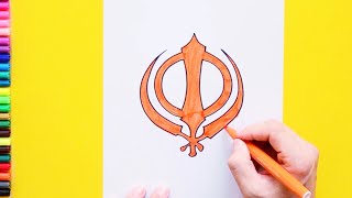 How to draw Khanda Sikhism Symbol [upl. by Spracklen]