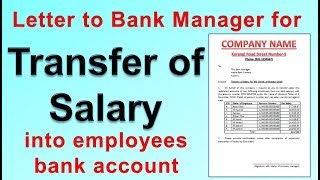 How to write a letter to Bank Manager for Transfer of Monthly Salaries in MS Word [upl. by Jamel]