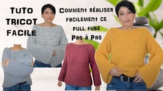 DIY TUTO TRICOT FACILE PULL TUBE AVEC LAINE ZEEMAN [upl. by Iene]