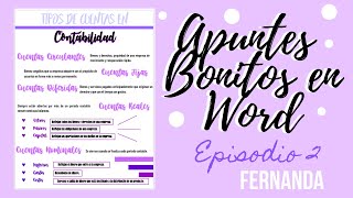 Apuntes Bonitos en Word Episodio 2 Fernanda 🌺💜 [upl. by Siekram]