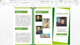 Como crear un tríptico en word 2013  2016 [upl. by Alarick]