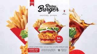 Burger Restaurant Flyer Design  Photoshop Tutorial [upl. by Hnao]