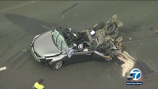 DASHCAM 1 killed 3 hurt in chainreaction crash on 15 Freeway I ABC7 [upl. by Thia]