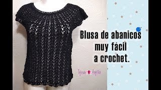 BLUSA DE ABANICOS MUY FÁCIL A CROCHET Tejiendo con angélika [upl. by Repmek]