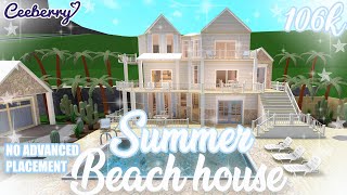 Bloxburg  Summer Beach House  No Advanced Placement 106k  Speed Build [upl. by Irahk]