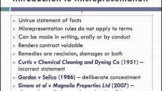 Misrepresentation Lecture 1 of 4 [upl. by Iadahs]