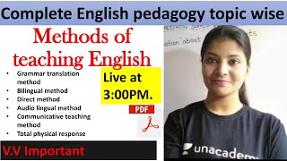 Methods of Teaching English  English PedagogyCTET2020 [upl. by Yesnnyl]