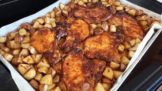 Oven Baked Pork Chops with Potatoes  This ONE PAN recipe tastes delicious [upl. by Anotyad619]