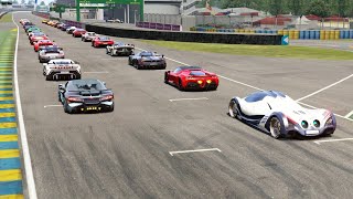 Devel Sixteen vs Hypercars amp Supercars at Le Mans no Chicane [upl. by Adnaloy]