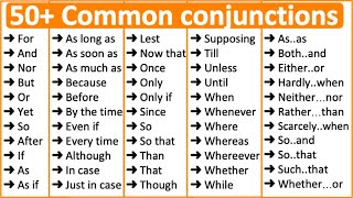 50 Common Conjunctions in English 📚  Parts of speech [upl. by Sloane]